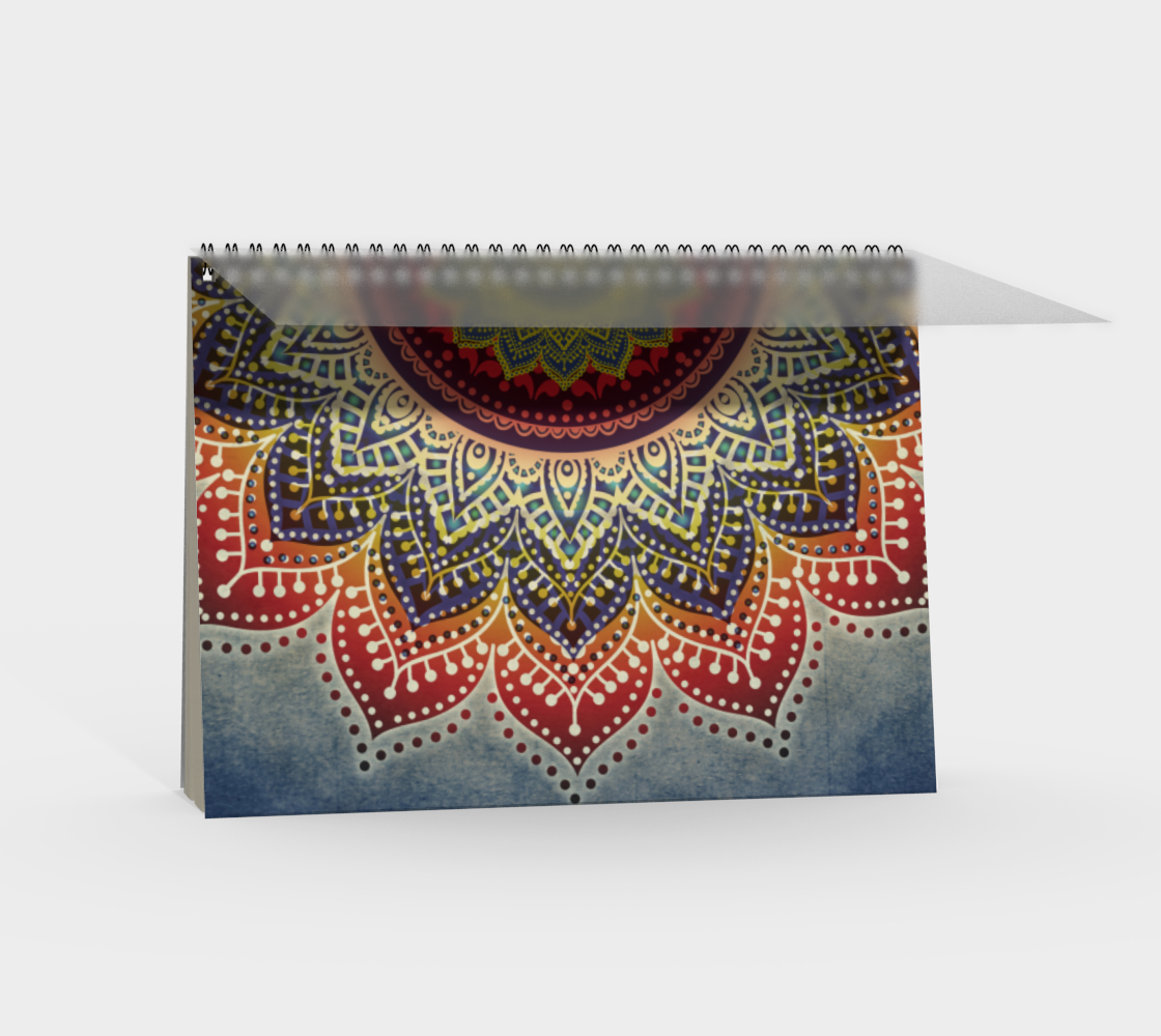 India Folk Art Lotus Mandala - Bohemian Blue Red preview #2