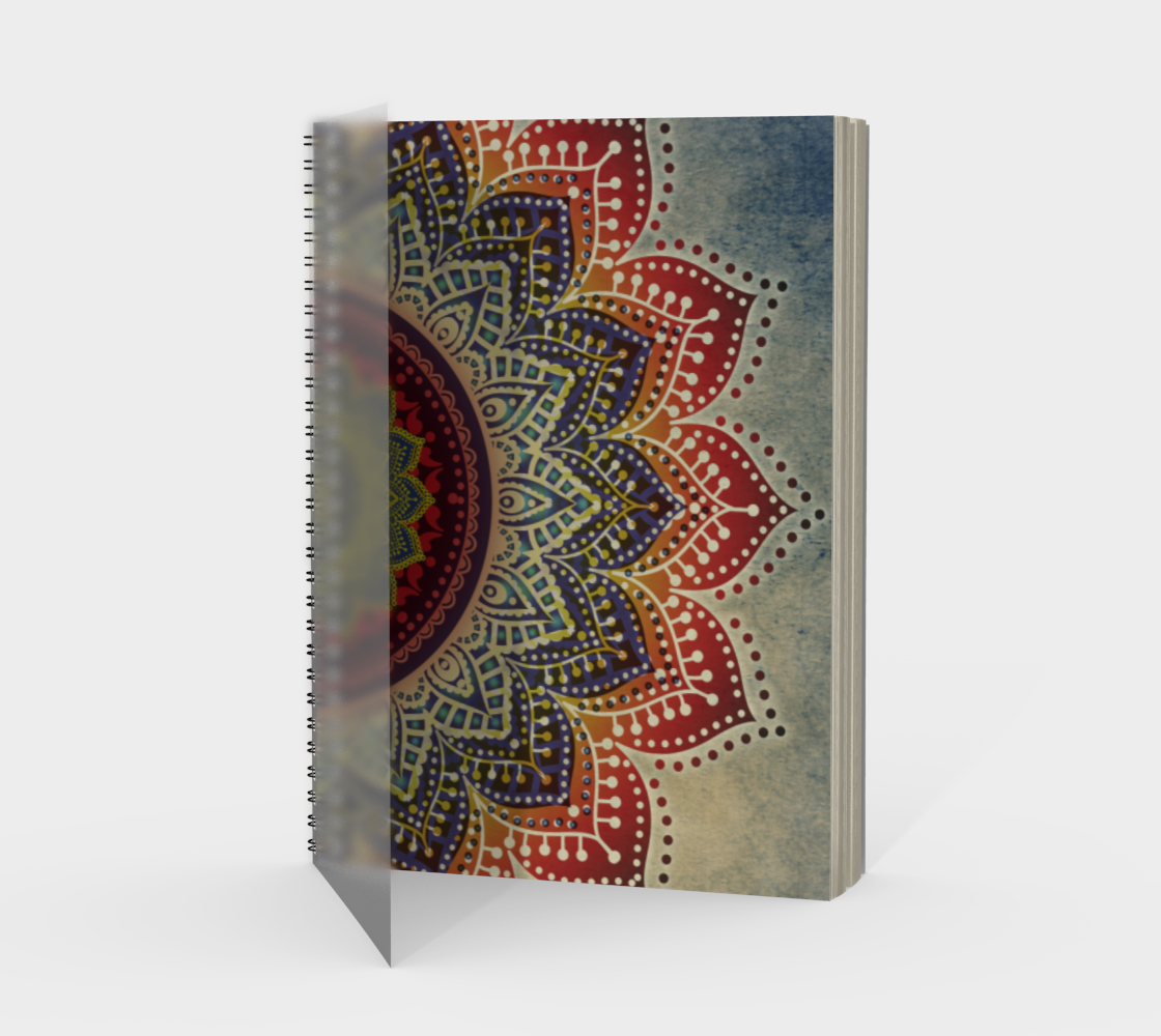 India Folk Art Lotus Mandala - Bohemian Blue Red preview