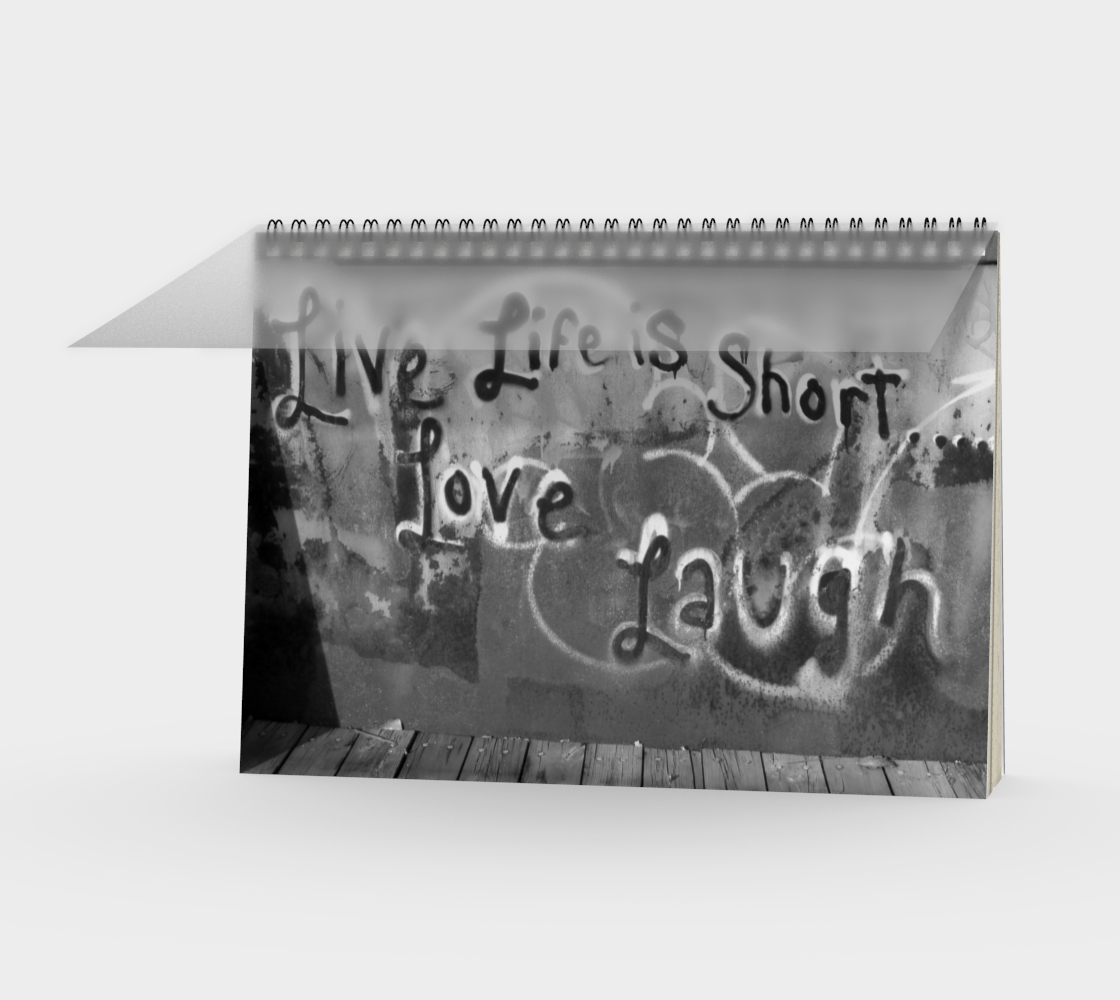 Aperçu de Live Love Laugh Black and White Spiral Notebook #1
