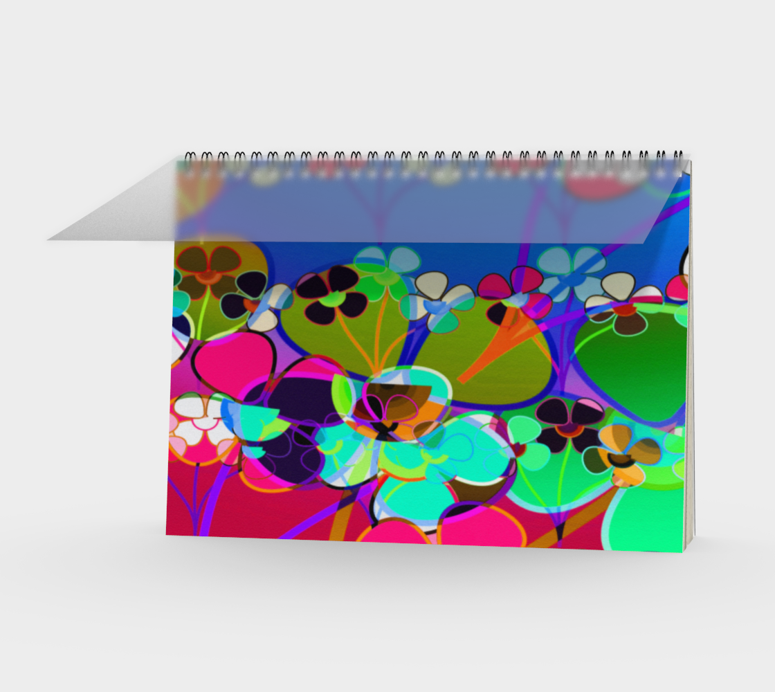 Aperçu de Abstract Colorful Flower Blue Background Art Spiral Notebook, AWSD 