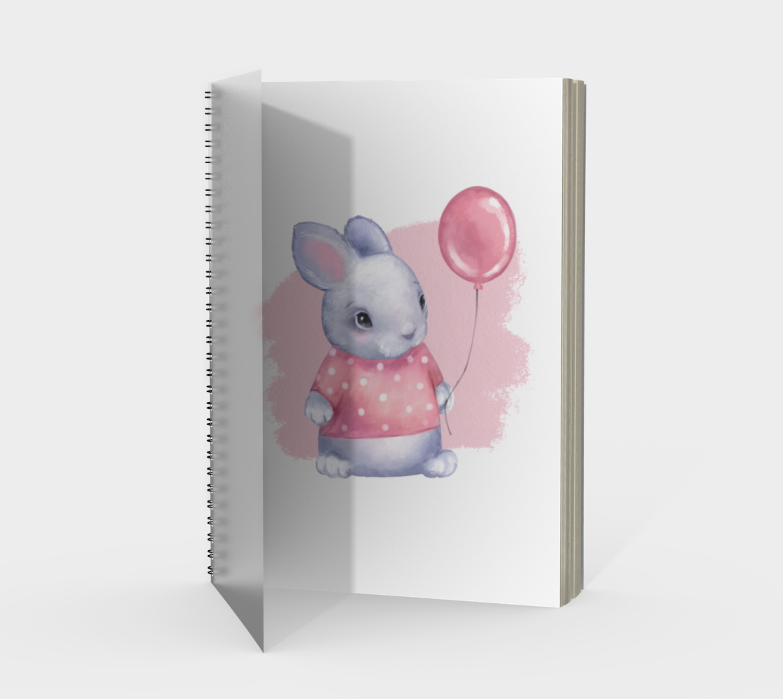 Cute Bunny with Pink Balloon Miniature #2