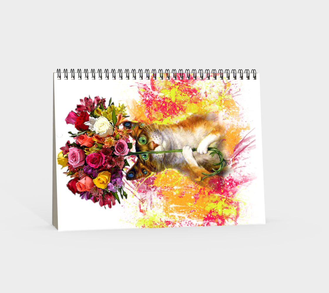 A cat with a huge bouquet of flowers. Bright colors. The poet Cat thumbnail #5