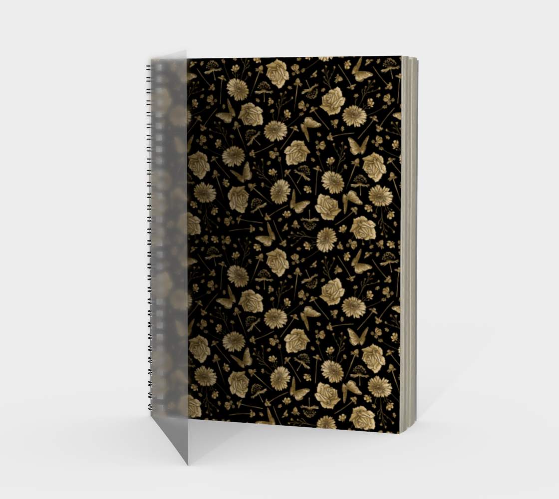 Petal to the metal black & gold notebook preview