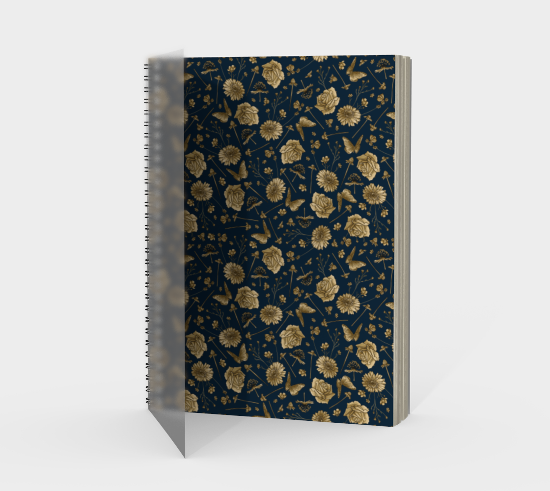 Petal to the metal navy & gold notebook preview