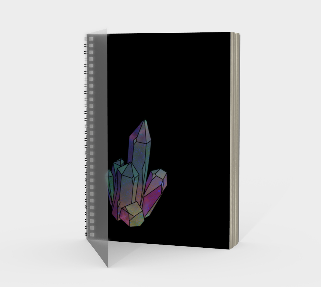 Cosmic Crystals Quartz Rainbow Spiral Notebook Black preview