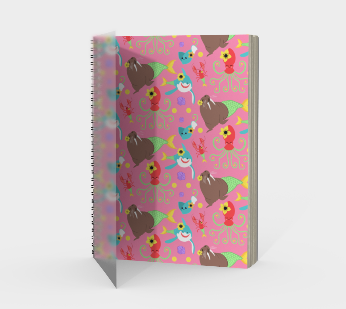 Mermaid Animals Spiral Notebook (Pink) preview