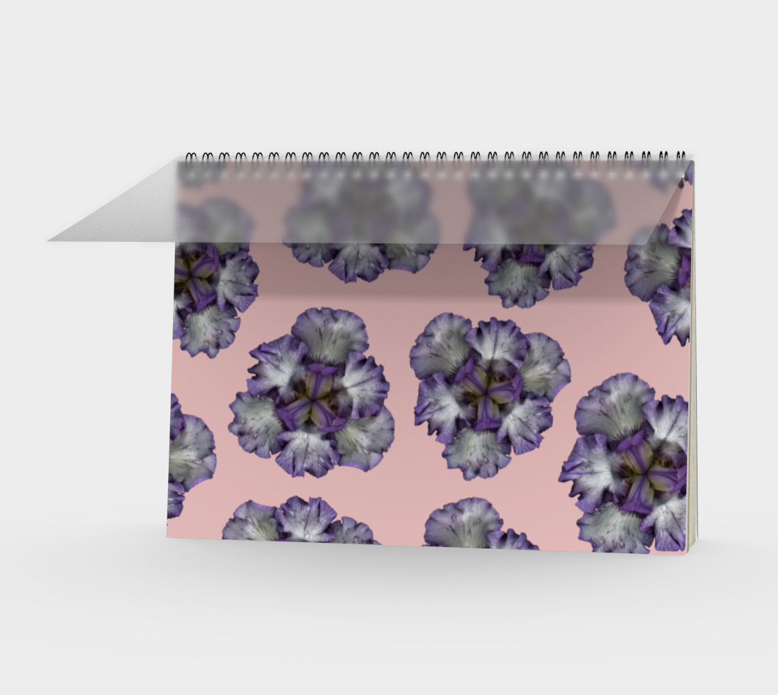 Spiral Notebook * Pink Purple Flower Blossoms * Floral Sketch Book Notepad Art Paper*Bearded Iris preview