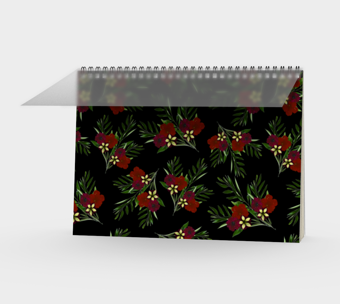 Spiral Notebook * Abstract Floral Garden Journal * Art Paper Pad * Artist Sketch Book * Red Petunia with Greenery  preview