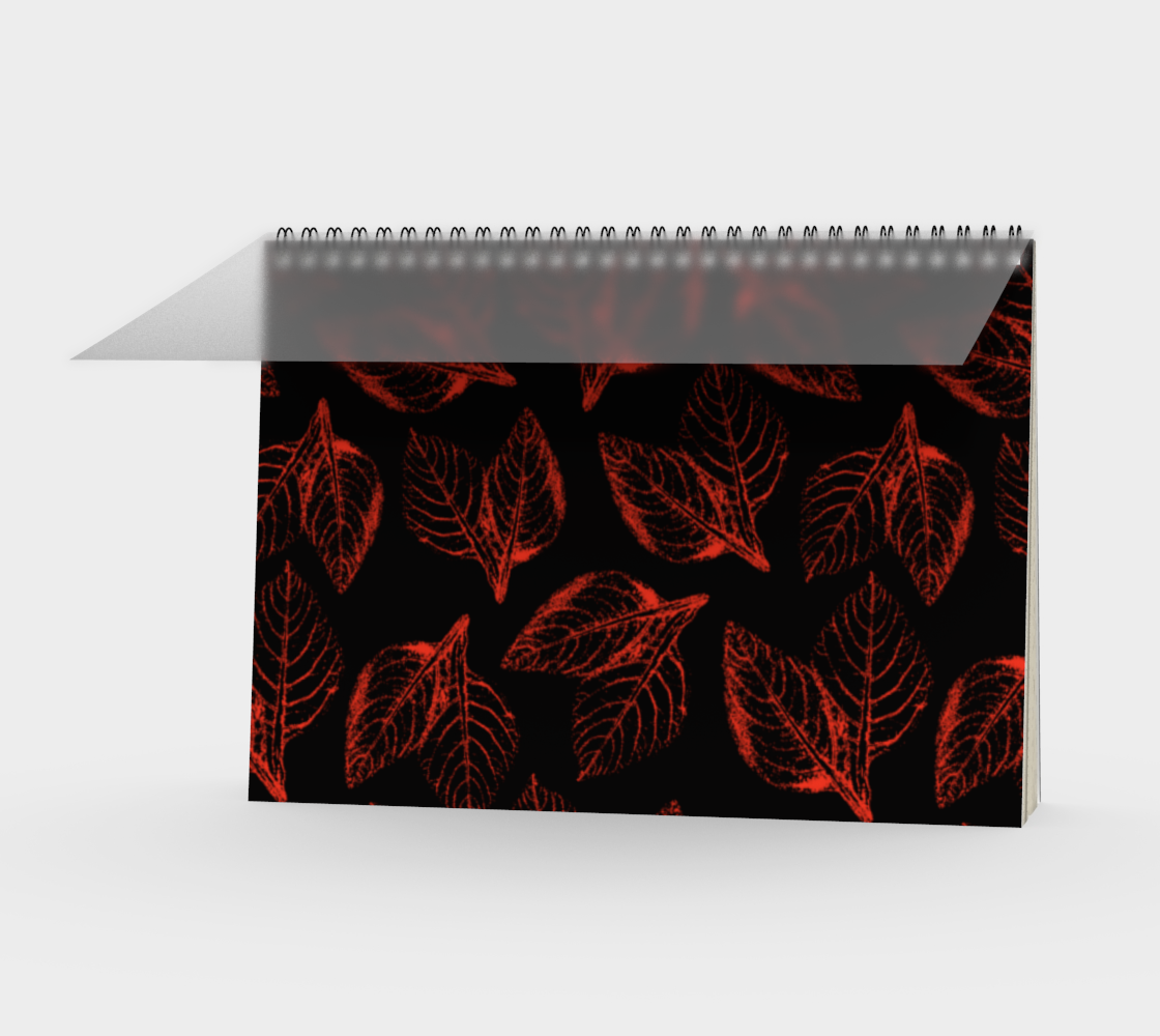Spiral Notebook * Abstract Red Black Floral Garden Journal * Art Paper Pad * Artist Sketch Book * Red Amaranth Leaves Watercolor Impressions Design preview