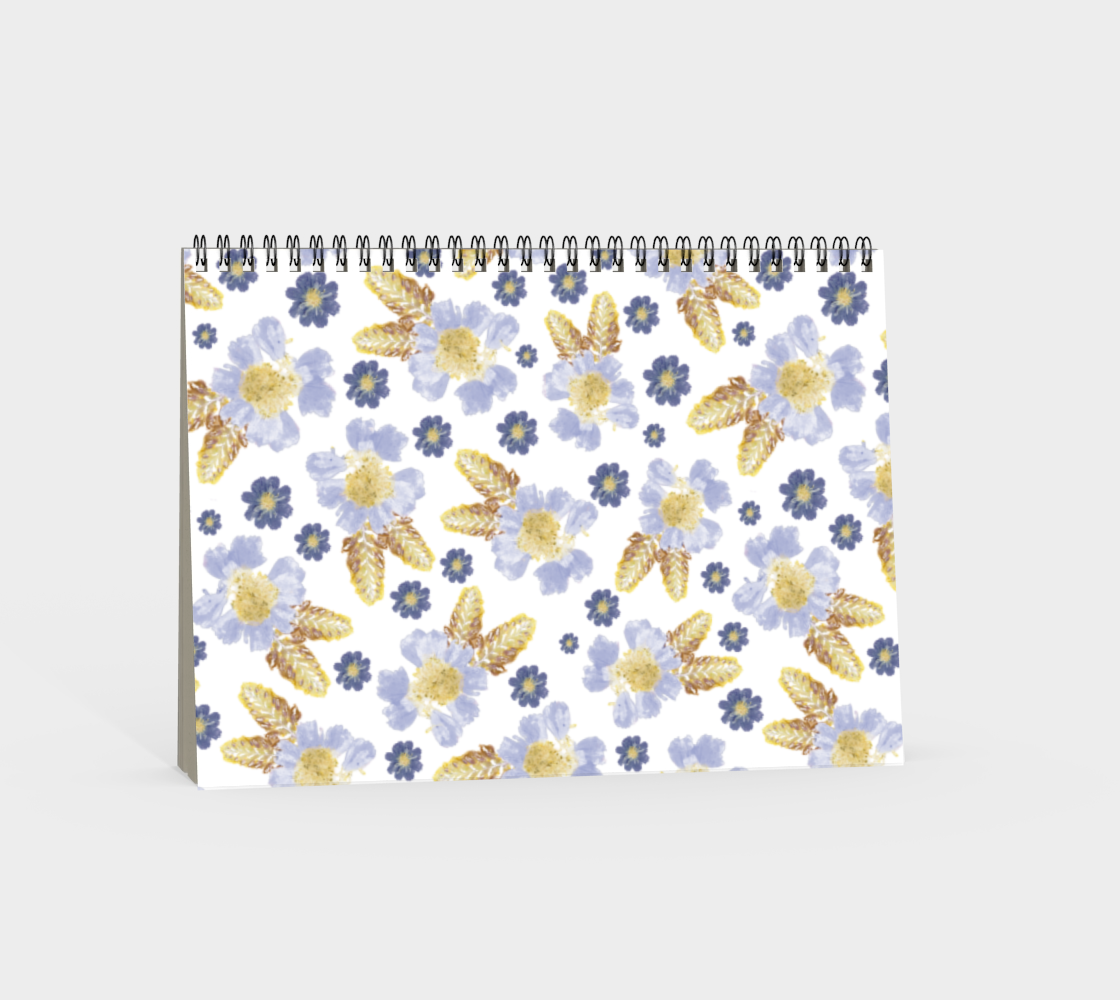 Spiral Notebook * Abstract Floral Garden Journal * Art Paper Pad * Artist Sketch Book * Blue Cosmos Crocosmia Flowers Watercolor Impressions Design Miniature #5