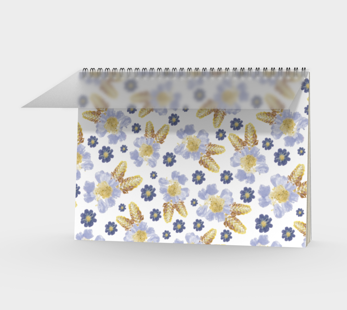 Aperçu de Spiral Notebook * Abstract Floral Garden Journal * Art Paper Pad * Artist Sketch Book * Blue Cosmos Crocosmia Flowers Watercolor Impressions Design
