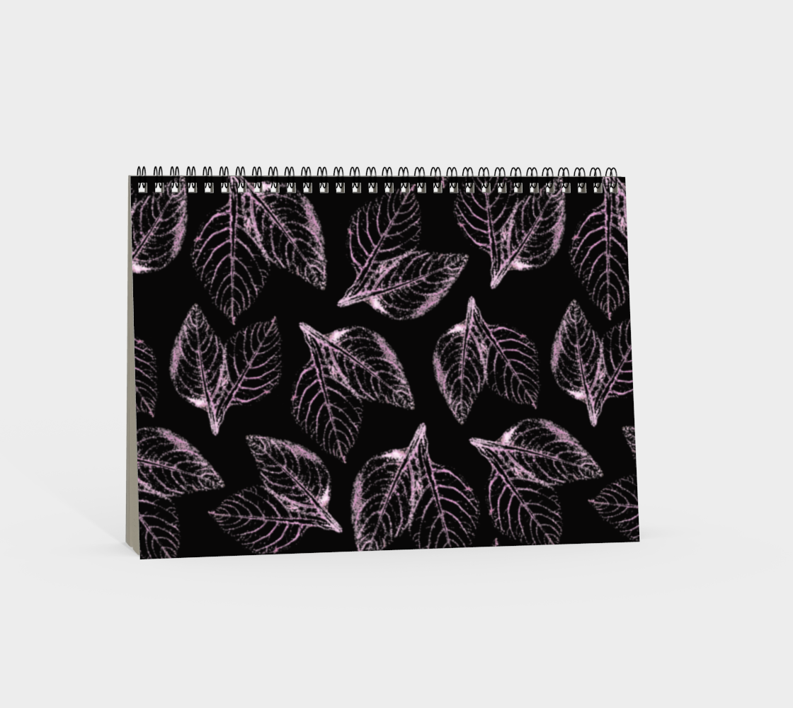 Aperçu de Spiral Notebook * Abstract Floral Garden Journal * Art Paper Pad * Artist Sketch Book * Pink Amaranth Black Watercolor Impressions Design #4