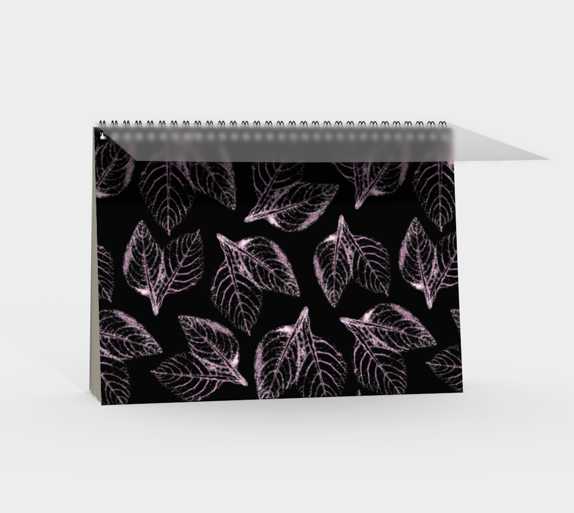 Spiral Notebook * Abstract Floral Garden Journal * Art Paper Pad * Artist Sketch Book * Pink Amaranth Black Watercolor Impressions Design Miniature #3