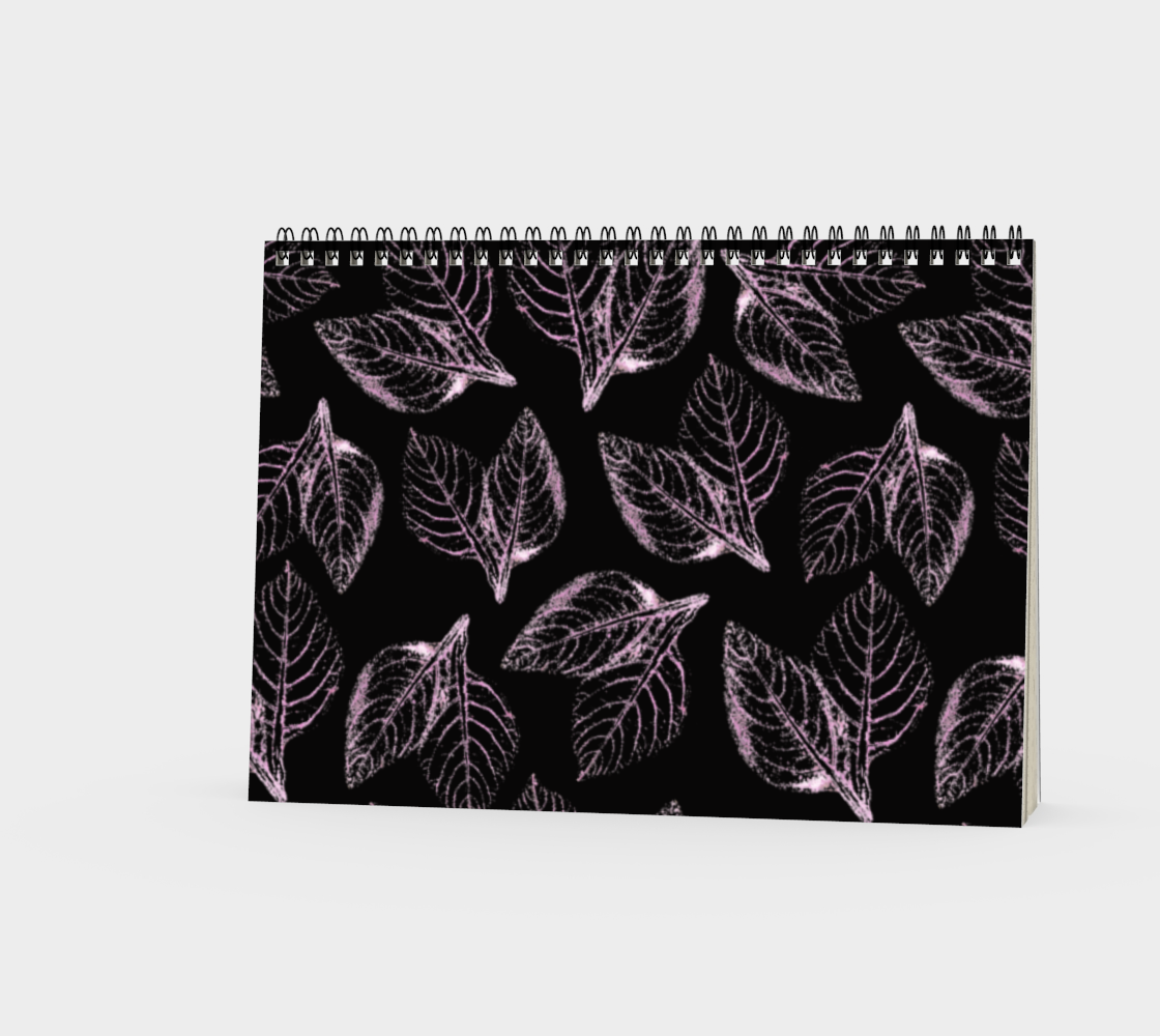 Aperçu de Spiral Notebook * Abstract Floral Garden Journal * Art Paper Pad * Artist Sketch Book * Pink Amaranth Black Watercolor Impressions Design #3