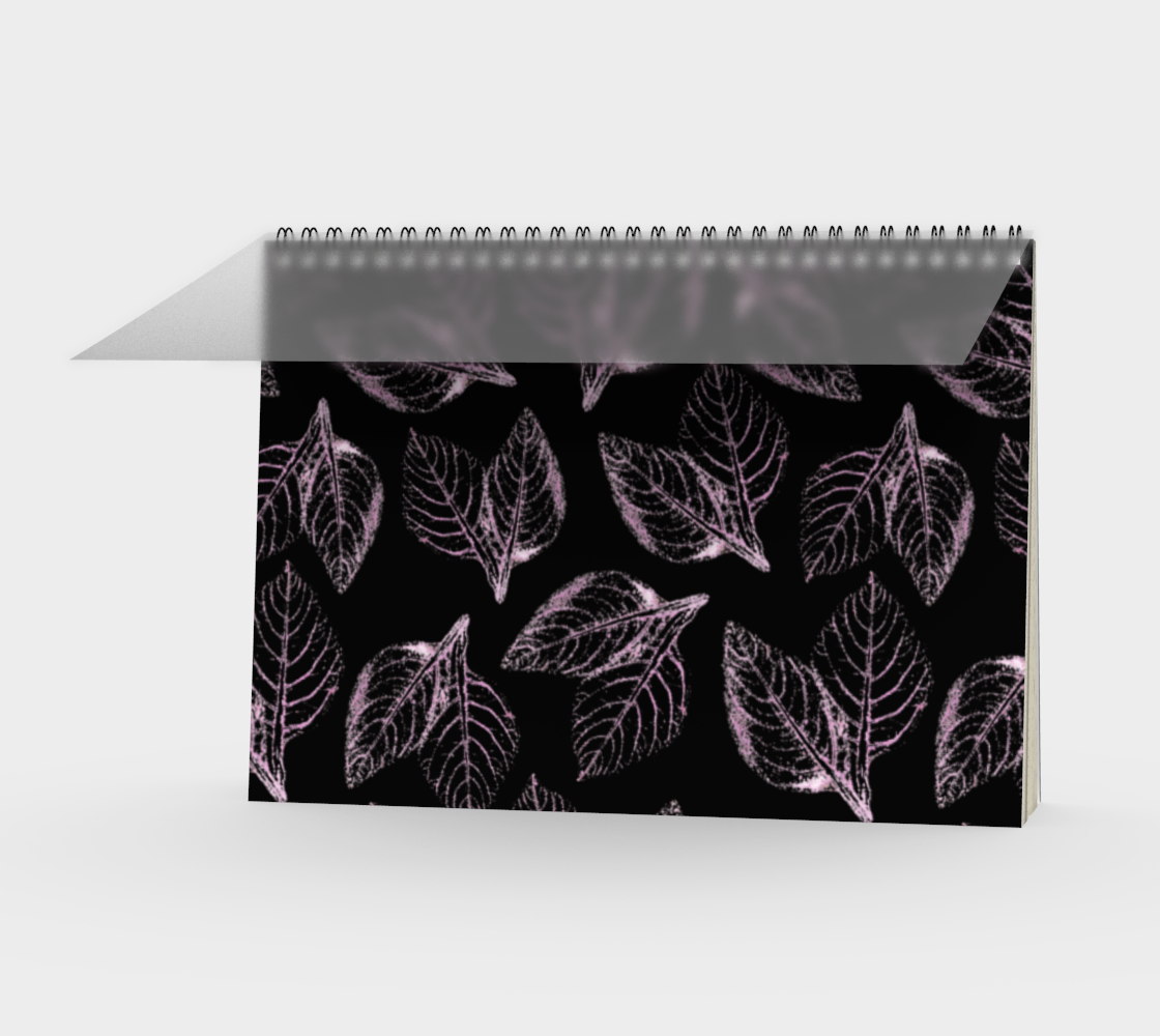 Aperçu de Spiral Notebook * Abstract Floral Garden Journal * Art Paper Pad * Artist Sketch Book * Pink Amaranth Black Watercolor Impressions Design