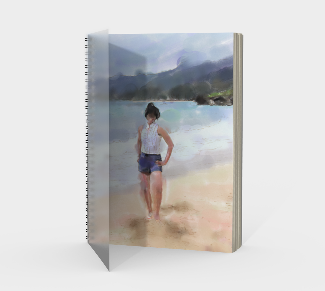 Woman on the Beach Watercolor preview #1