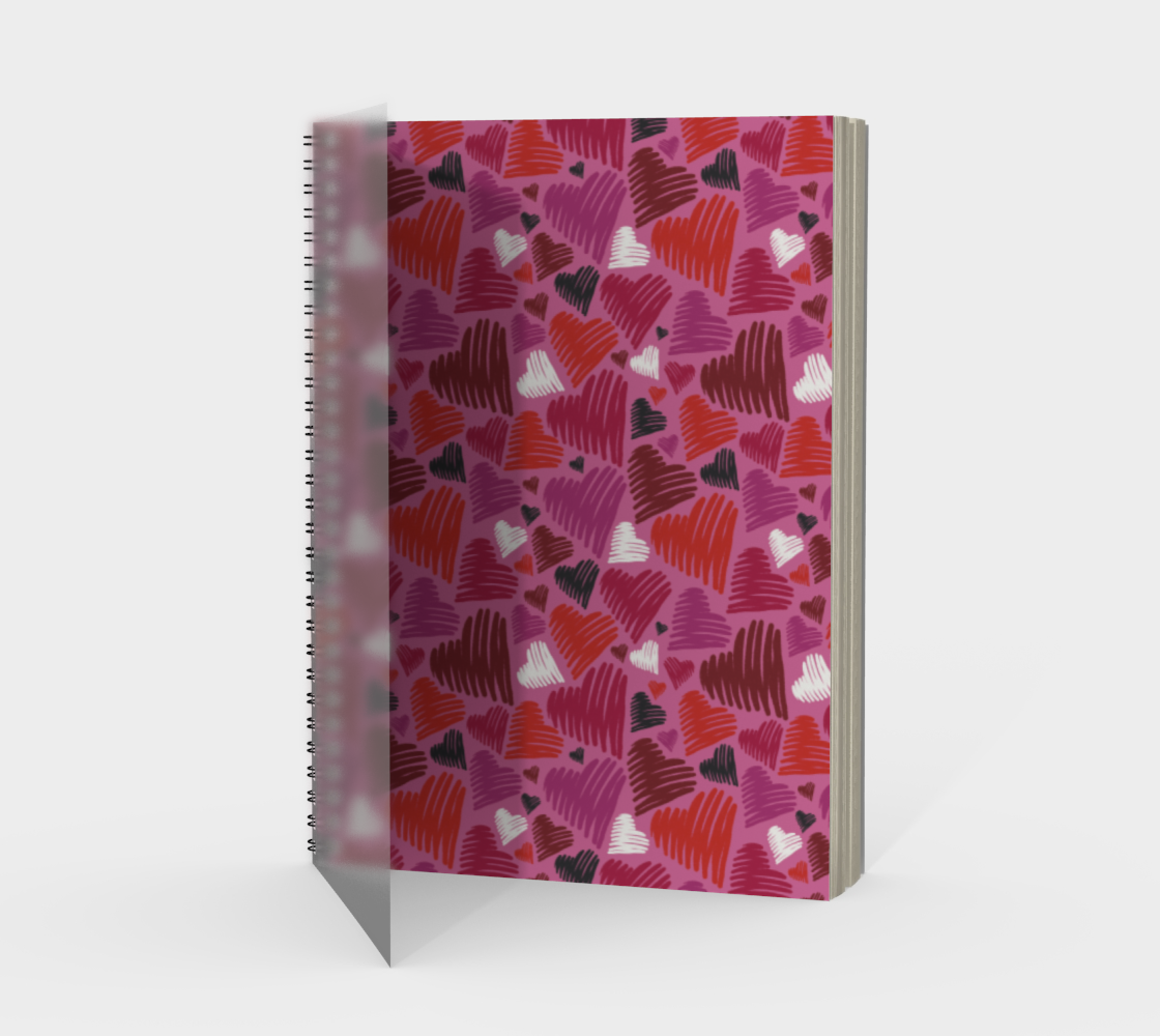 Scribble Hearts Spiral Notebook - Pink preview