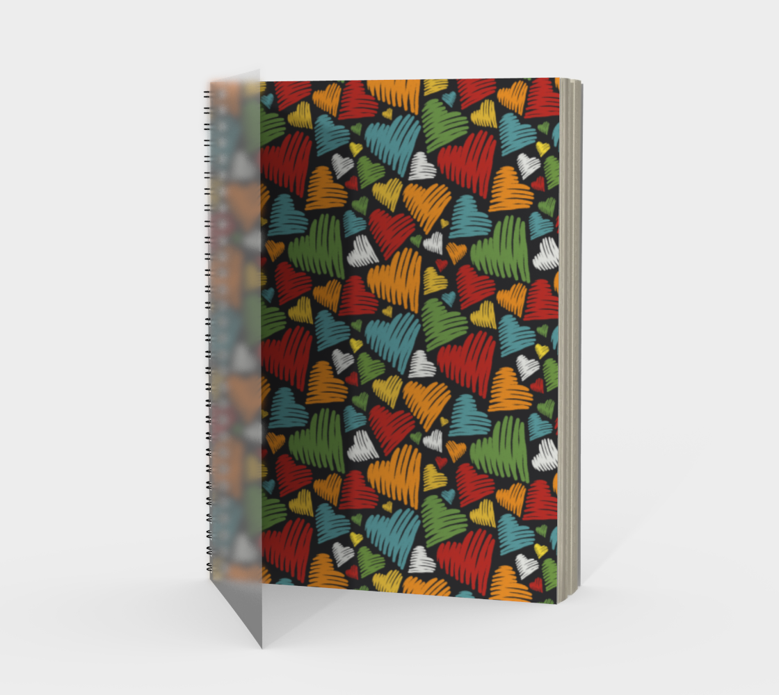 Scribble Hearts Spiral Notebook - Multicolor preview