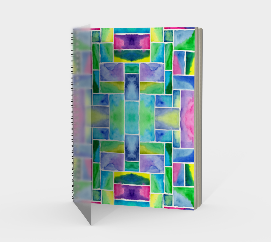 Aperçu de Colorful Squares Pattern Spiral Notebook