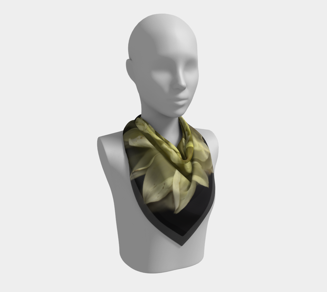 Square Scarf - Pale Yellow Dahlia - Silky Scarves Miniature #3