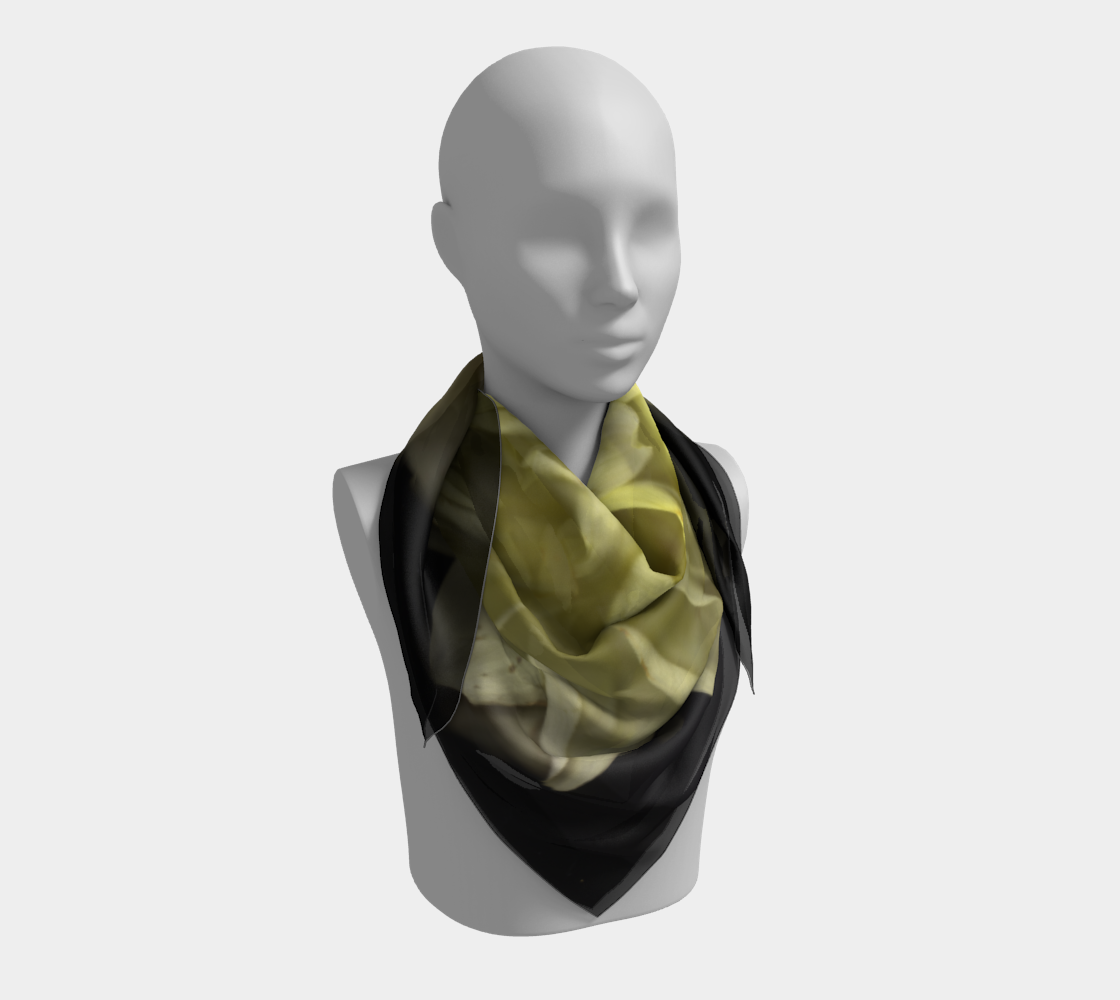 Square Scarf - Pale Yellow Dahlia - Silky Scarves Miniature #4