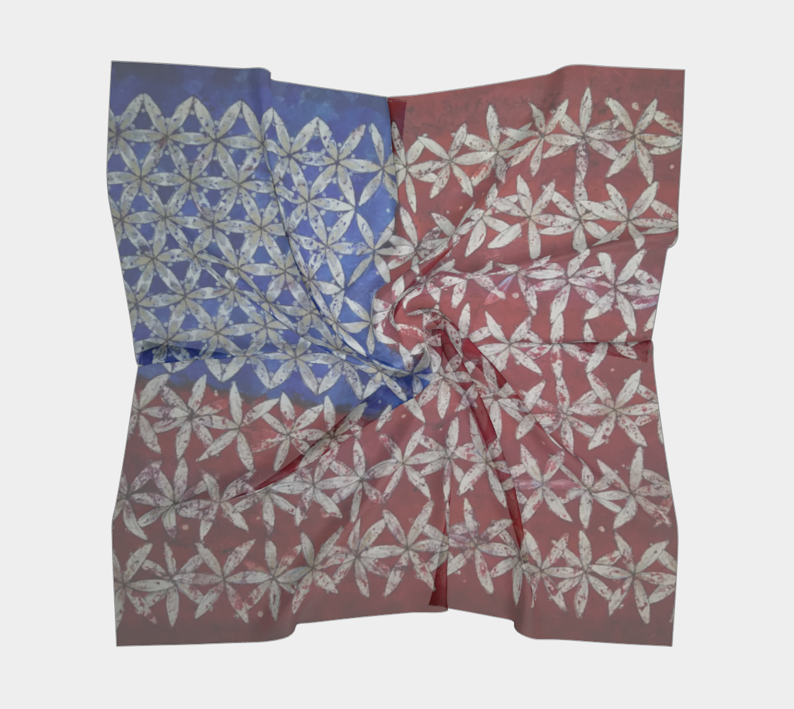 Make America Bloom Again - Flag Inspired Red White & Blue Flower of Life Square Scarf preview #5