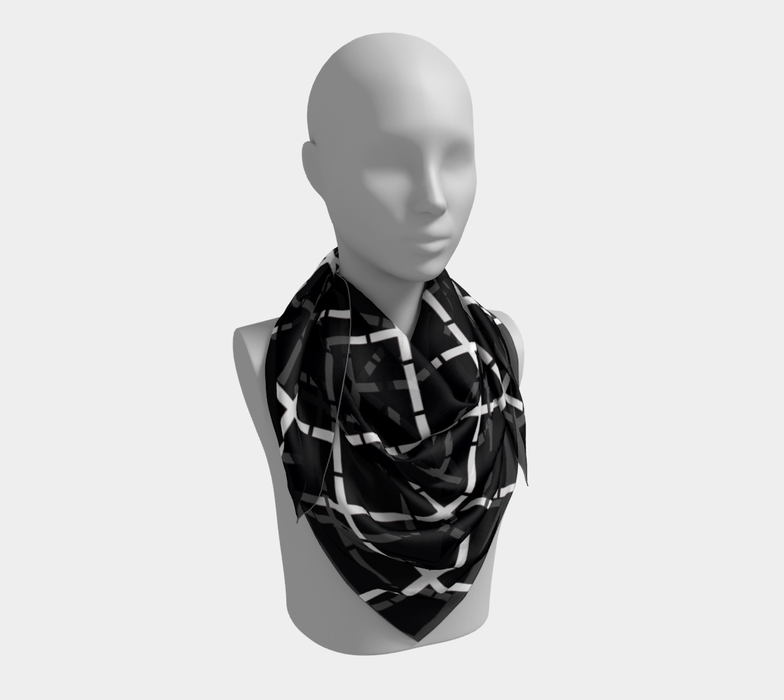 Aperçu 3D de Foulard carré Carreaux Blanc/Noir