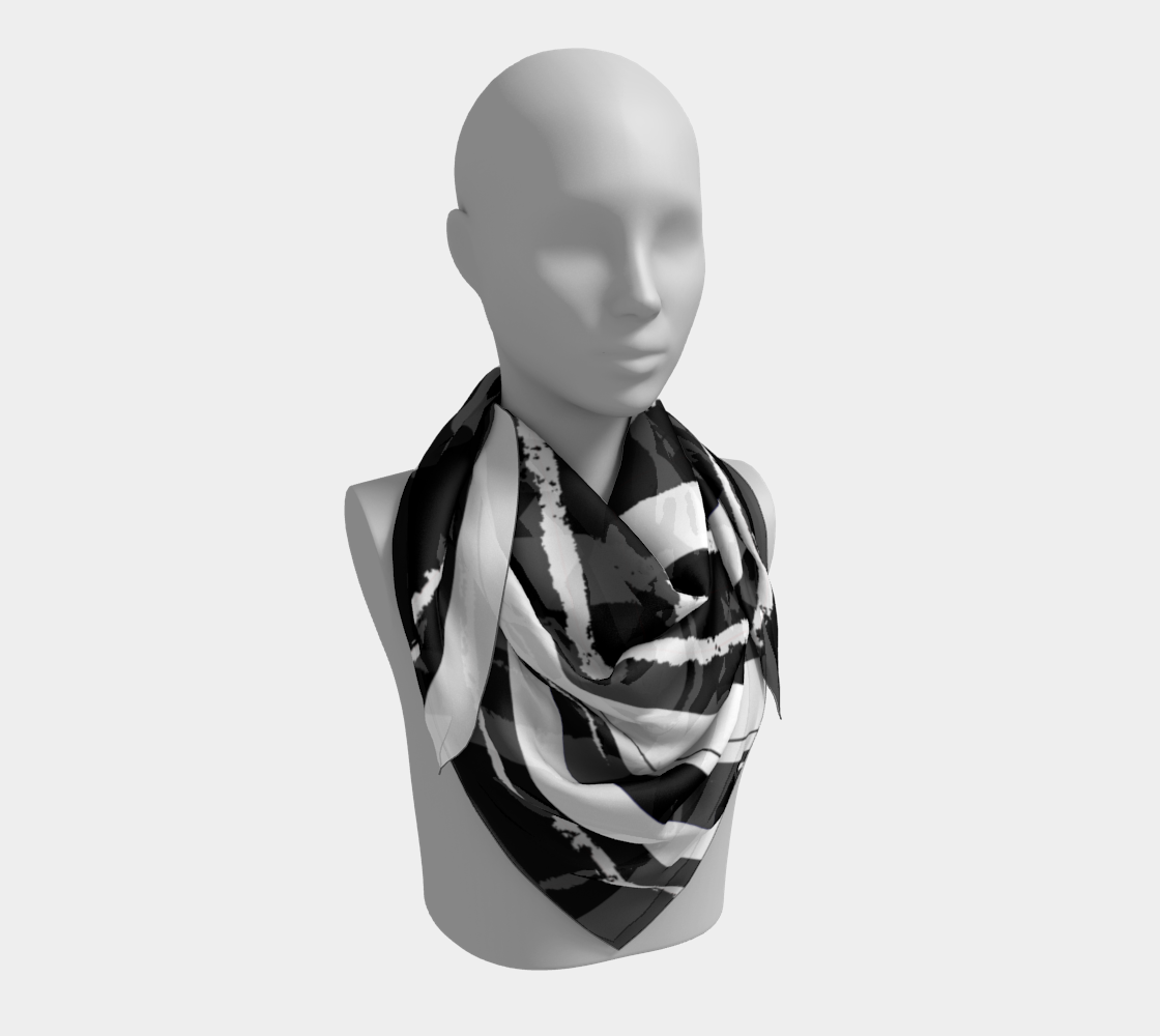 Aperçu 3D de Foulard carré Bandes Blanc/Noir