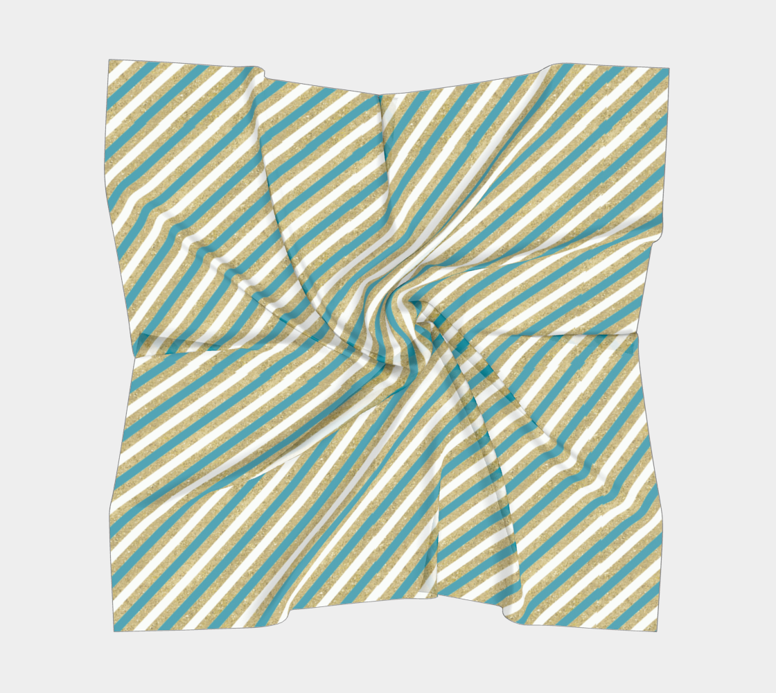 Aperçu de Stripes, Turquoise, Gold, White, Diagonal #5