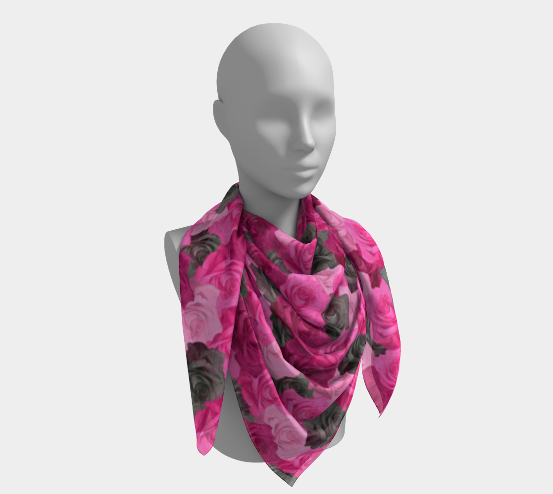 Pink Roses Square Scarf Miniature #5