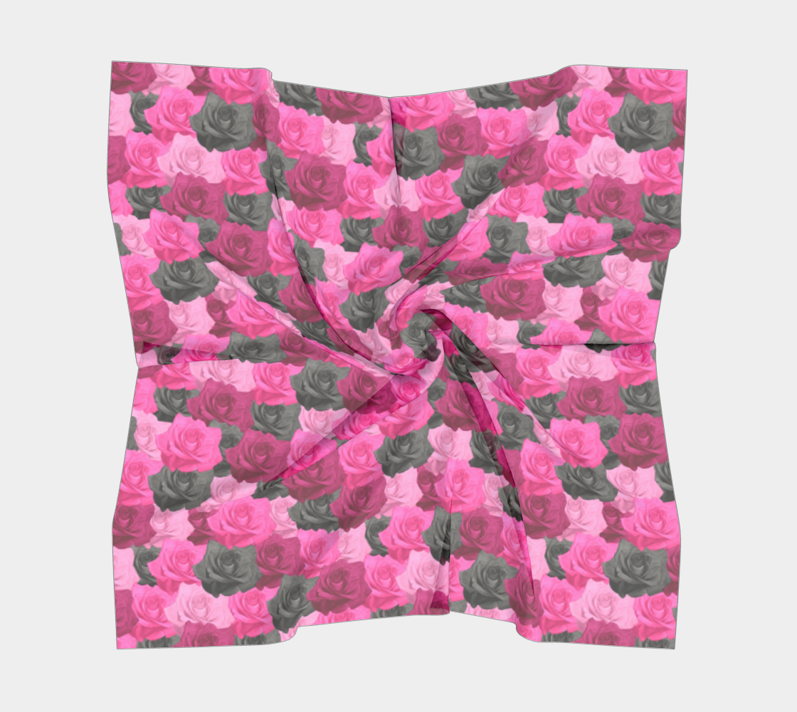 Pink Roses Square Scarf Miniature #6
