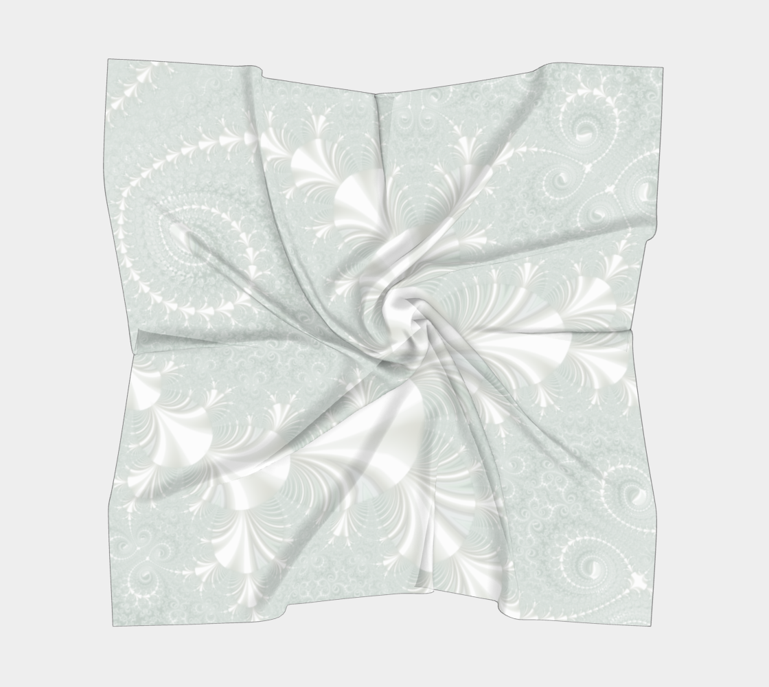 Decorative Floral Swirl Pattern In Light Sea Foam and White preview #5