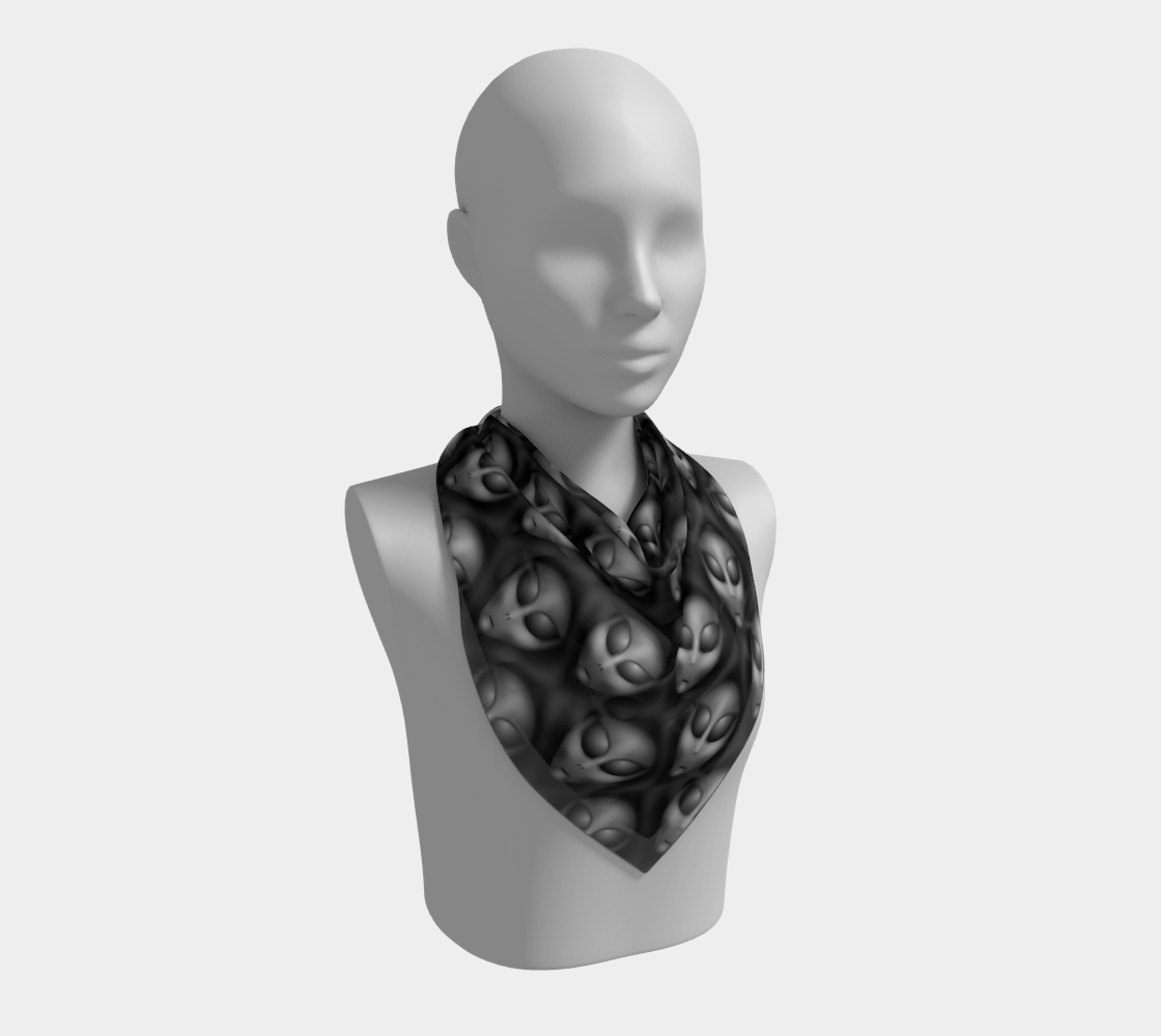 Grey Aliens Face Pattern on Black preview #2