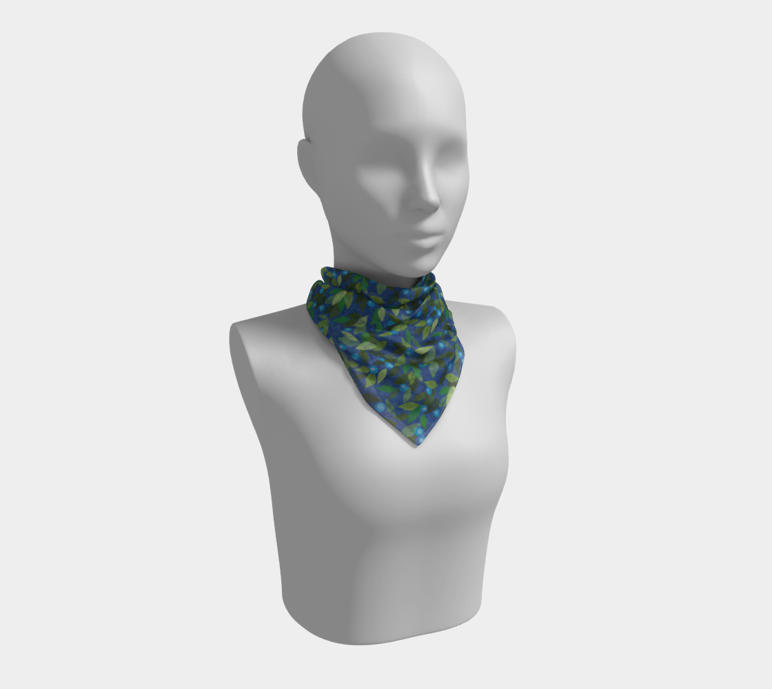 Blue Berries Green Leaves Papercut Pattern Silk Scarf preview