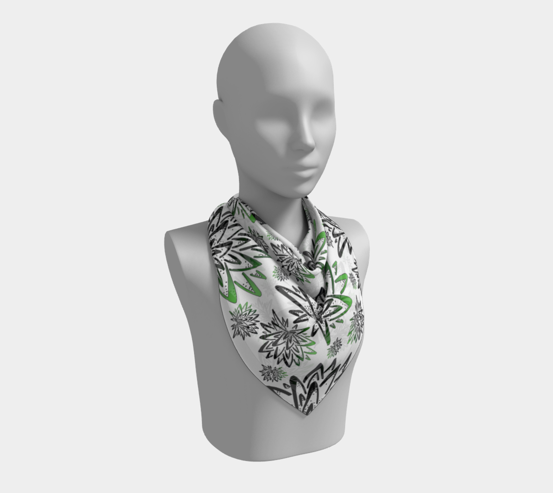 Aperçu de Abstract Green Thistles Pattern Square Scarf #2