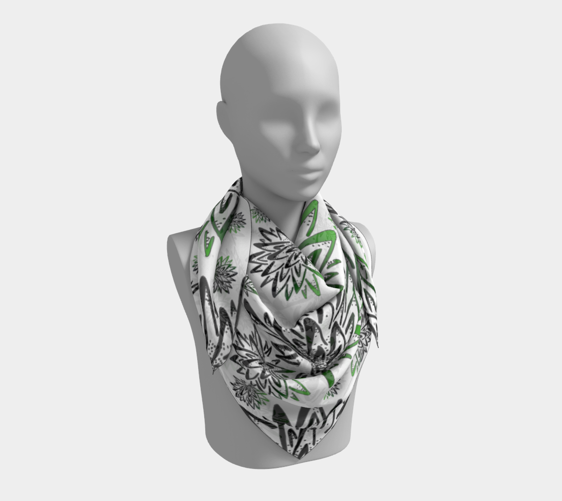 Aperçu de Abstract Green Thistles Pattern Square Scarf #3