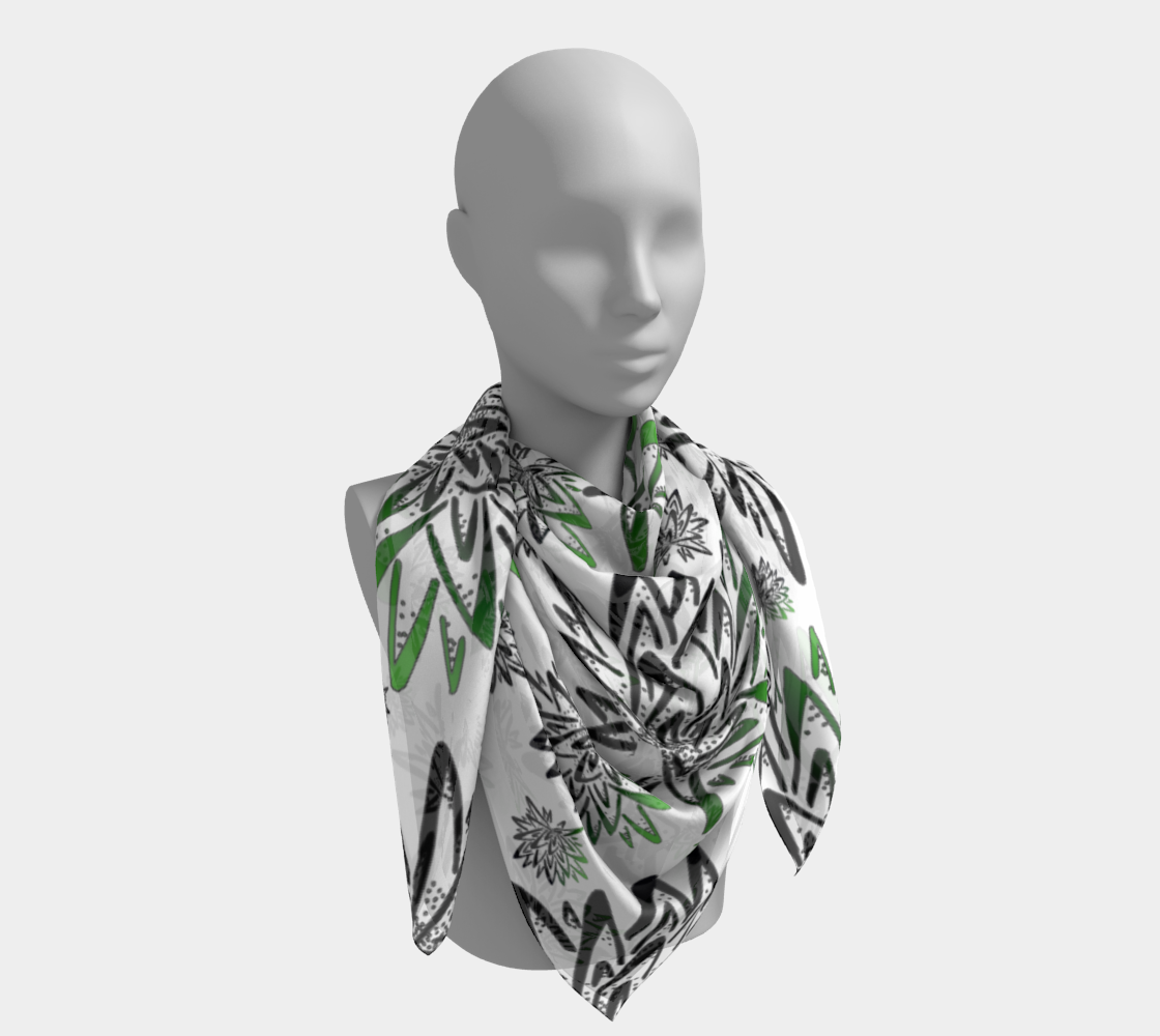 Aperçu de Abstract Green Thistles Pattern Square Scarf #4