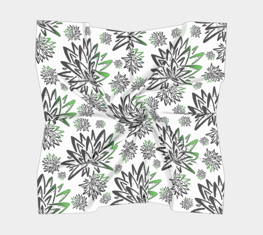 Aperçu de Abstract Green Thistles Pattern Square Scarf #5