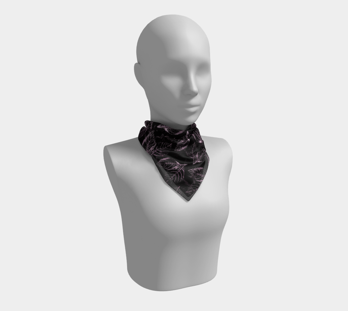 Square Scarf * Abstract Floral Pink Black Silk Scarves * Pink Amaranth Leaves preview