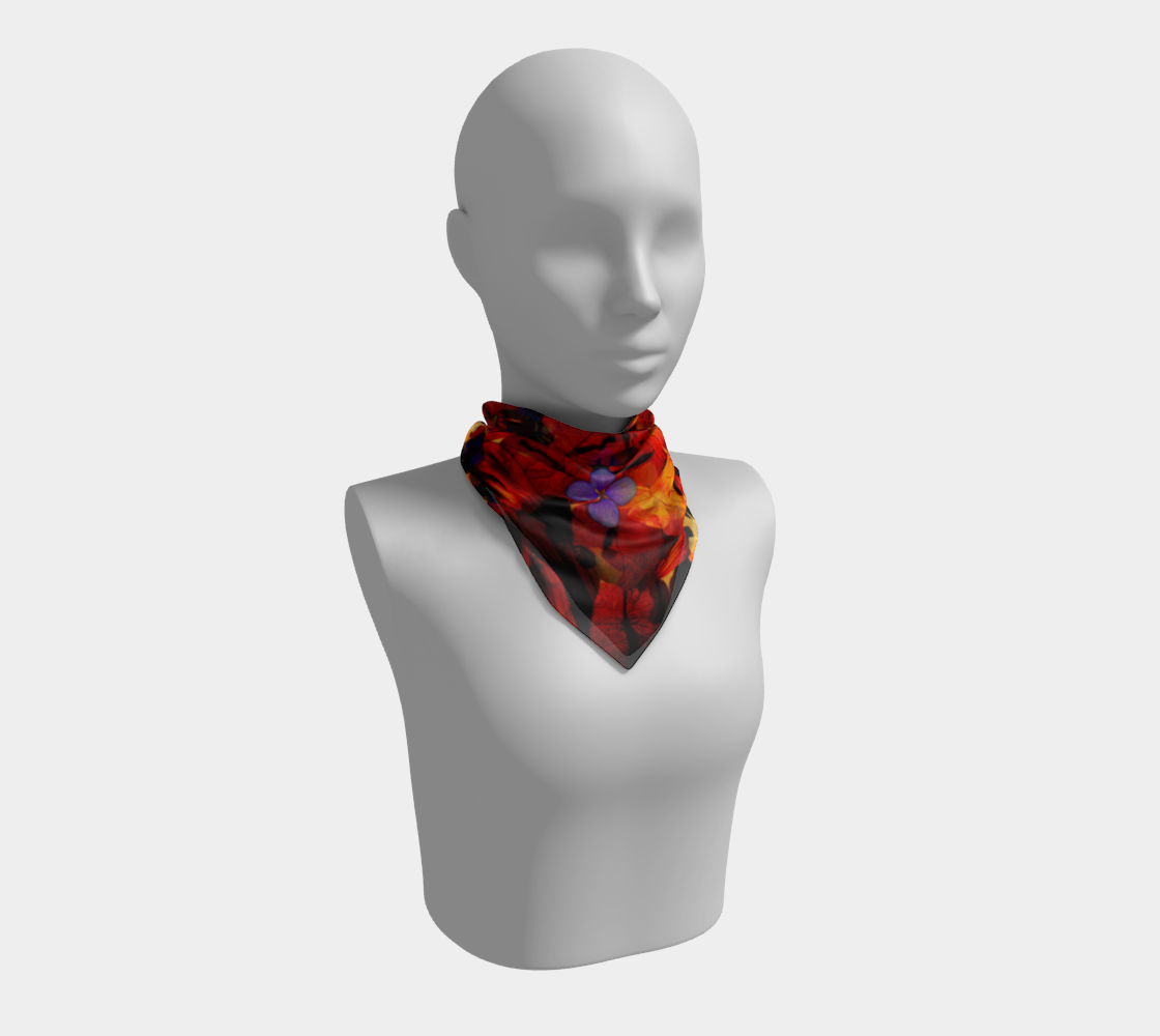 Square Scarf * Abstract Floral Red Yellow Purple Blue Flowered Silk Scarves * Chaos125 preview