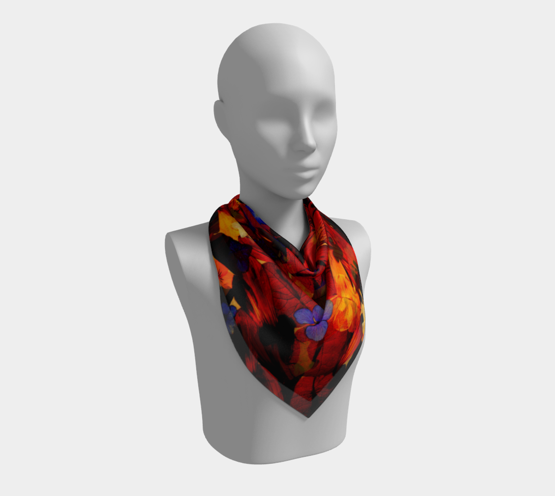 Square Scarf * Abstract Floral Red Yellow Purple Blue Flowered Silk Scarves * Chaos125 Miniature #3