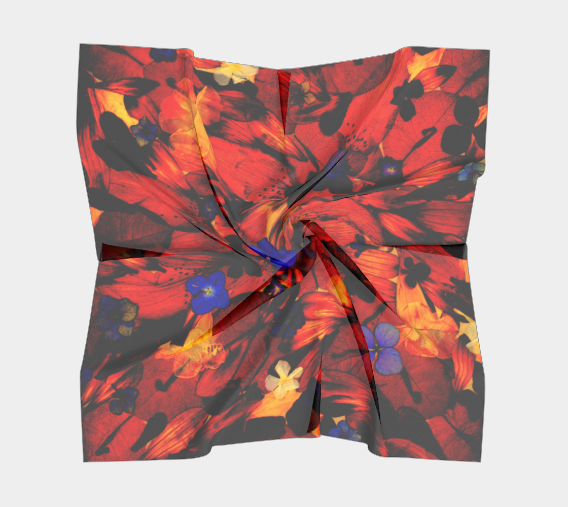 Aperçu de Square Scarf * Abstract Floral Red Yellow Purple Blue Flowered Silk Scarves * Chaos125 #5