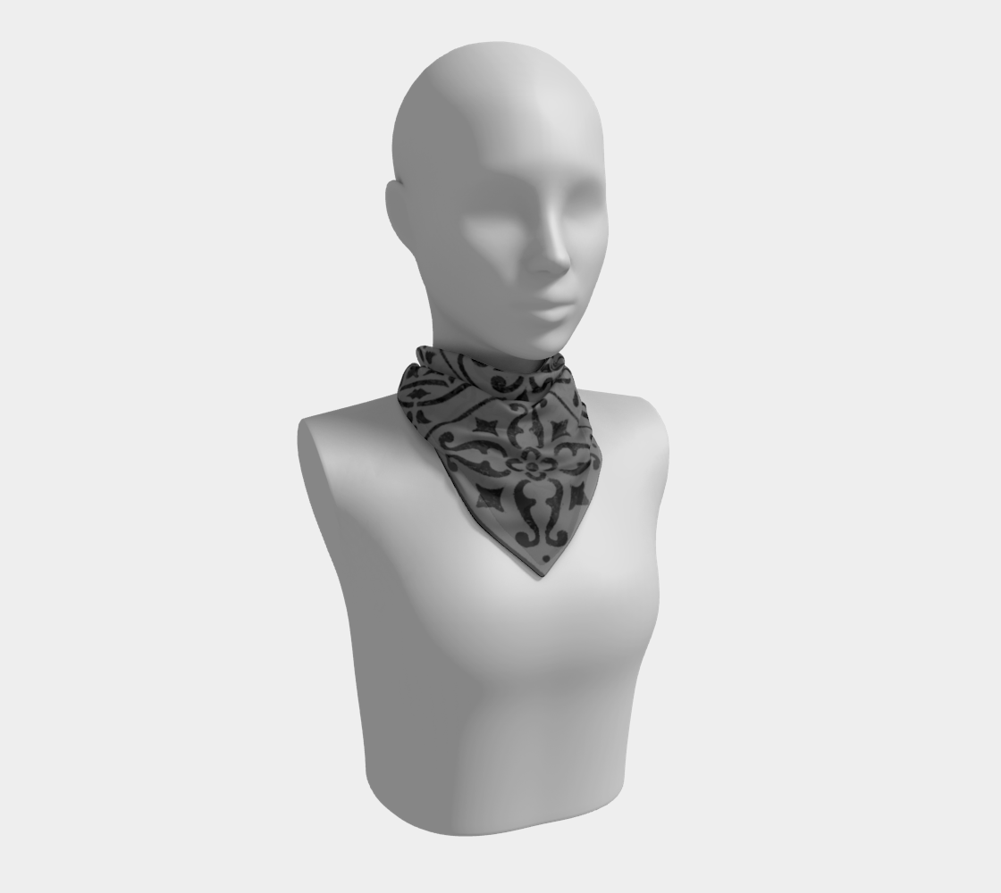 Square Scarf * Abstract Gray Black Moroccan Tile Geometric Print Silk or Poly Scarves thumbnail #2