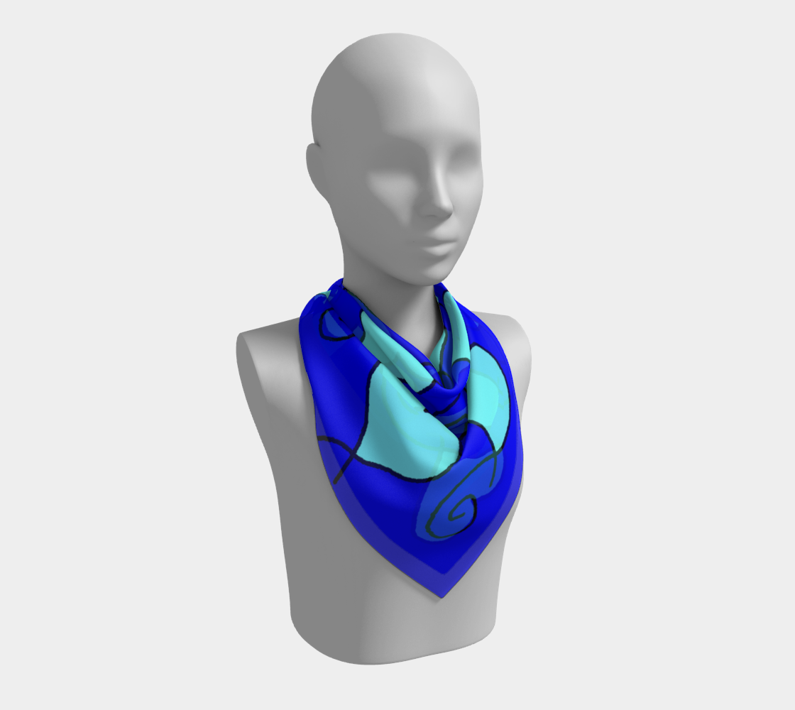 Aperçu de Blue with light blue hearts square scarf  #2