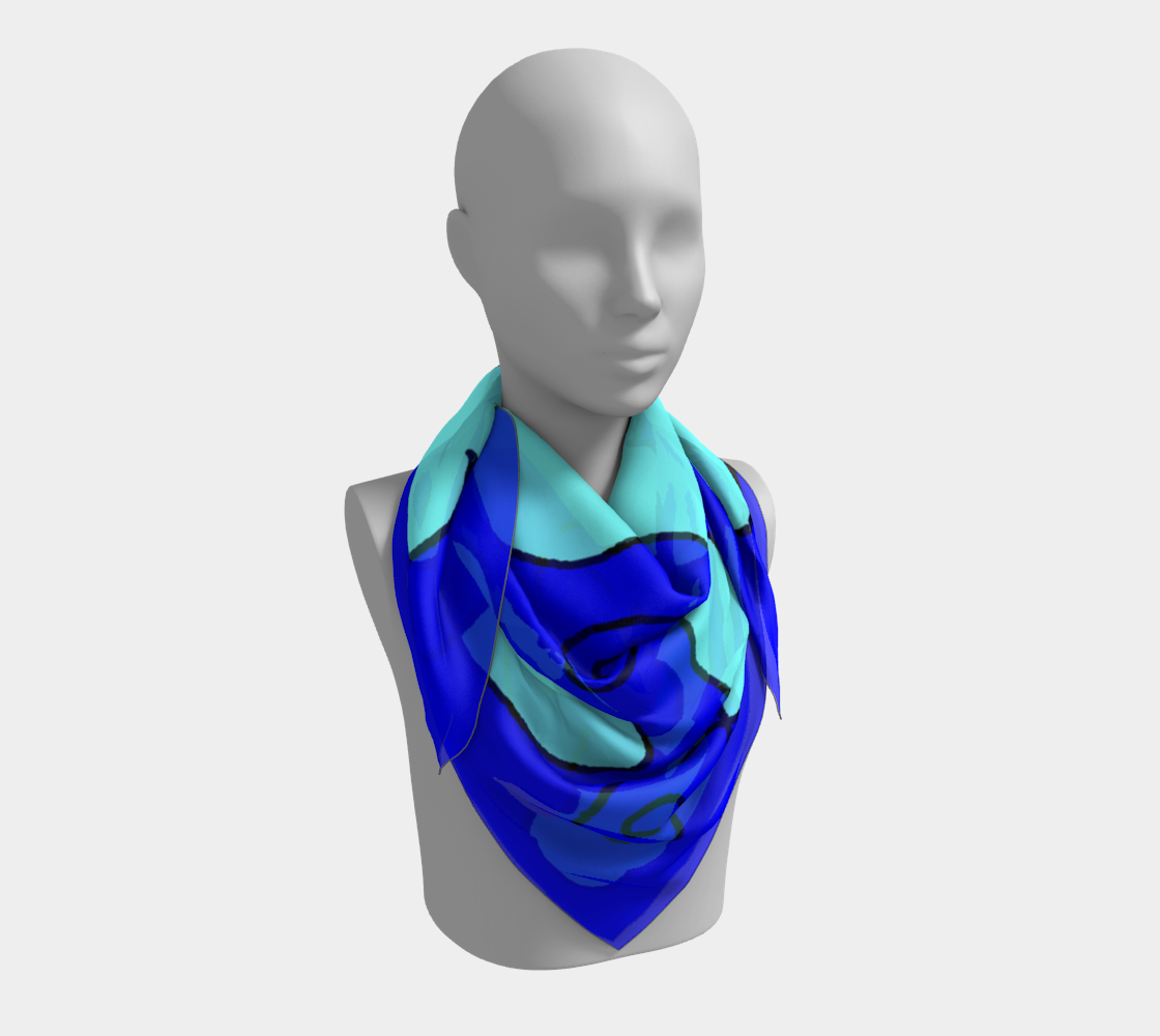 Aperçu 3D de Blue with light blue hearts square scarf 