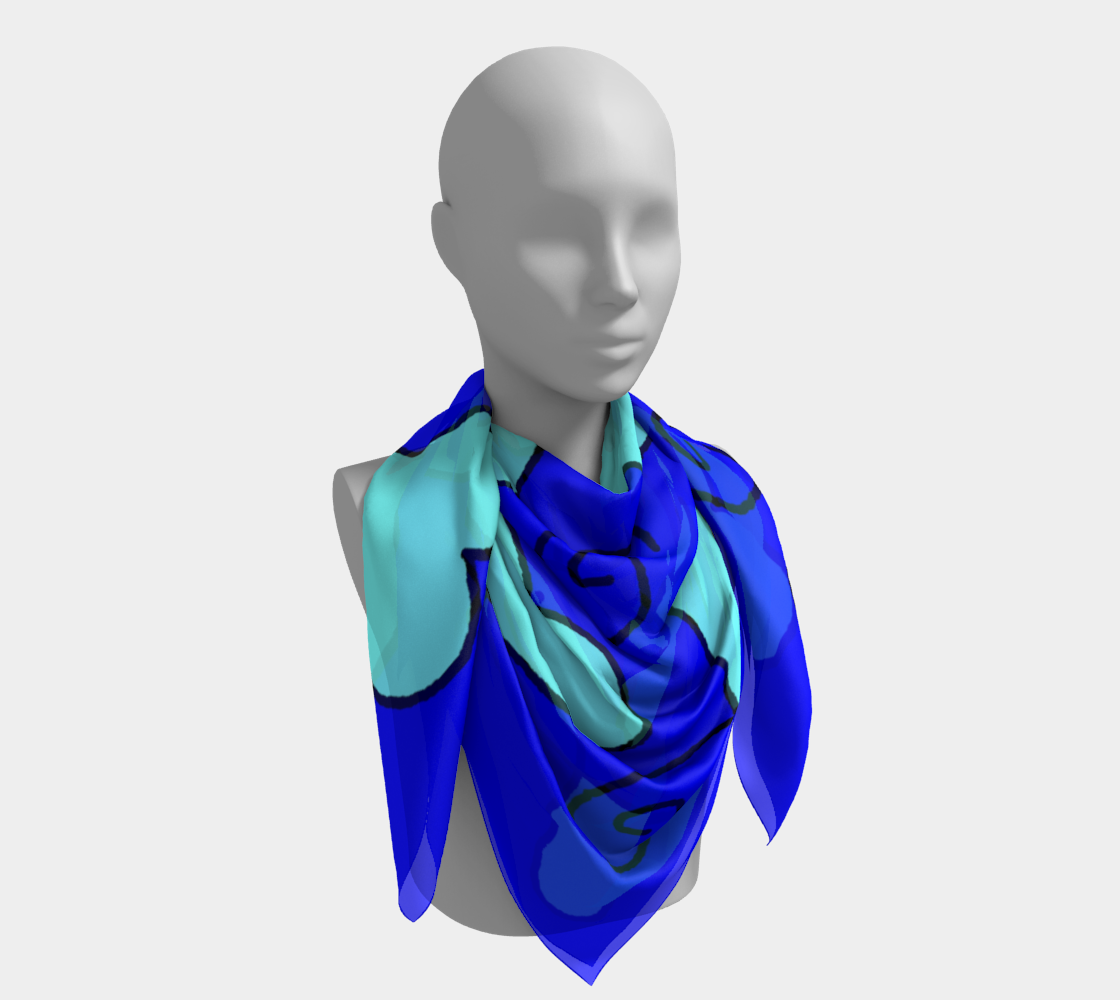 Aperçu de Blue with light blue hearts square scarf  #4