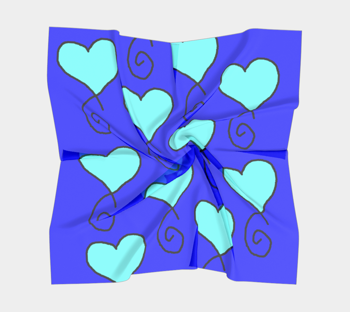 Aperçu de Blue with light blue hearts square scarf  #5