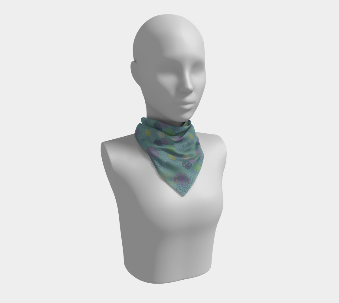 Aqua Flower Blooms Square Scarf preview
