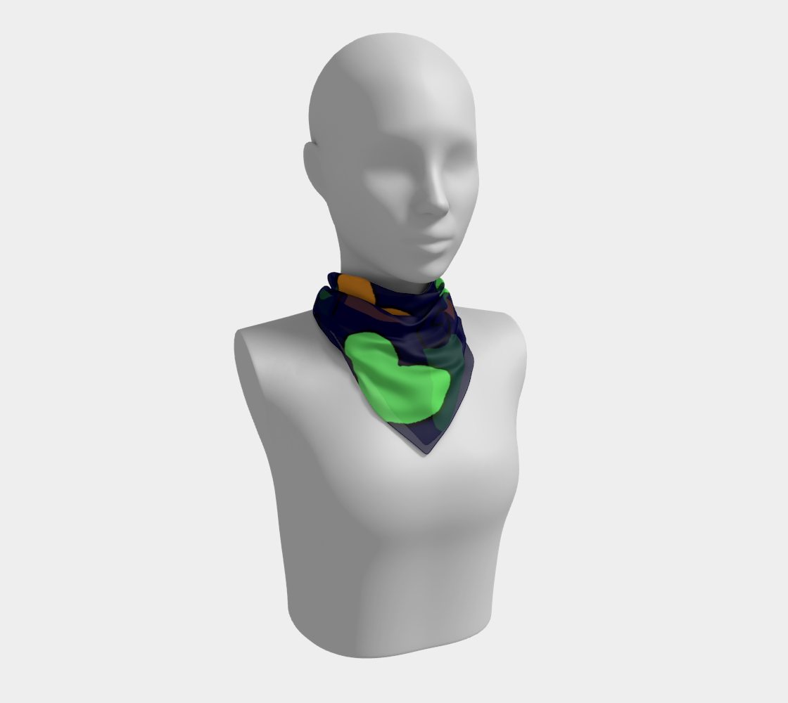 Sue 4 navy with green and orange hearts valentines square scarf preview