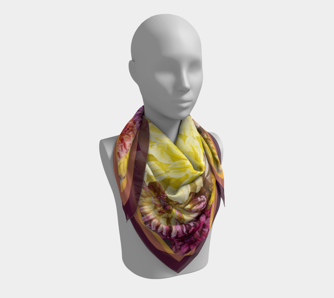 Dahlias square scarf preview #3